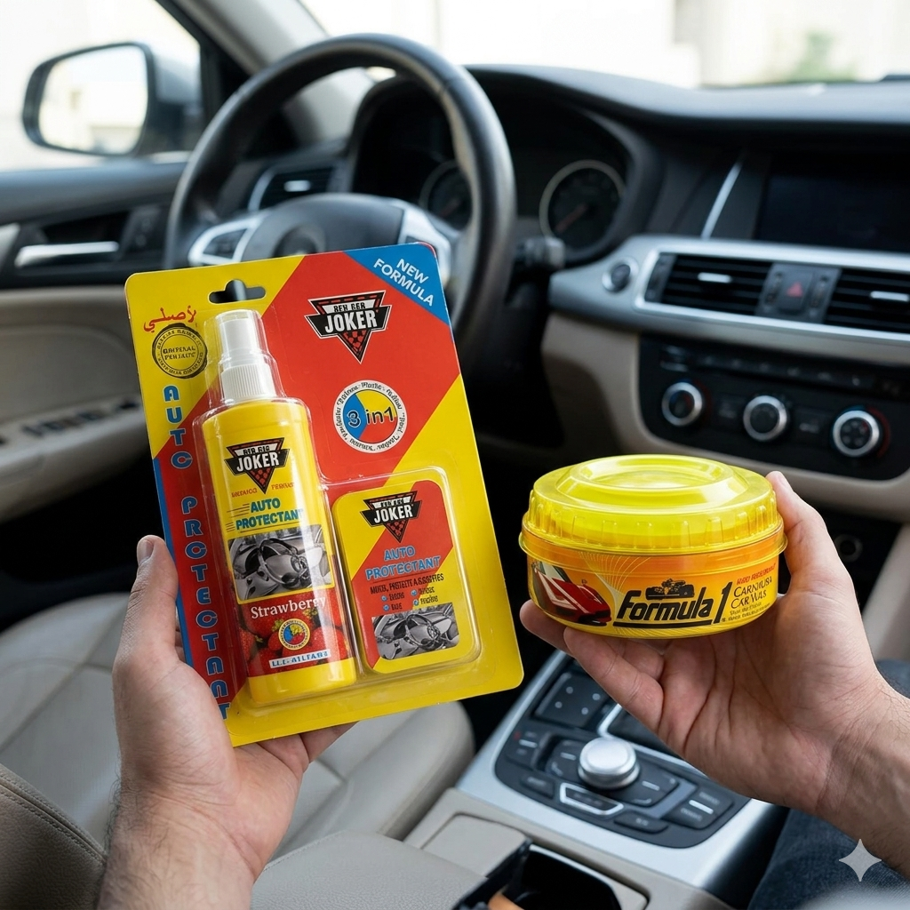JOKER Sprej i CARNAUBA Vosak za Kola- Set Poliranje Eksterijera i Zaštitu Plastike, Kože, Gume i Vinila u Kolima